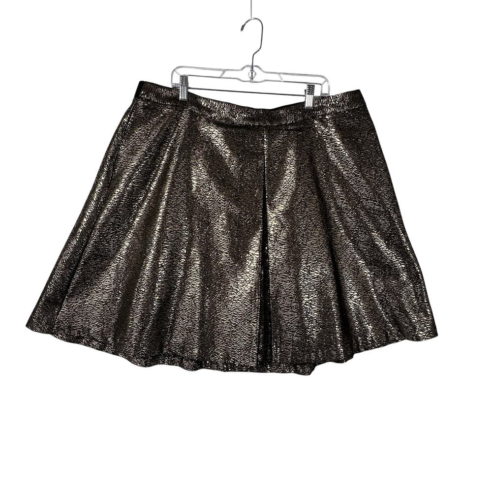 LANE BRYANT Skirt Womens 22 Black Gold Metallic Jacquard A Line Pleated Plus